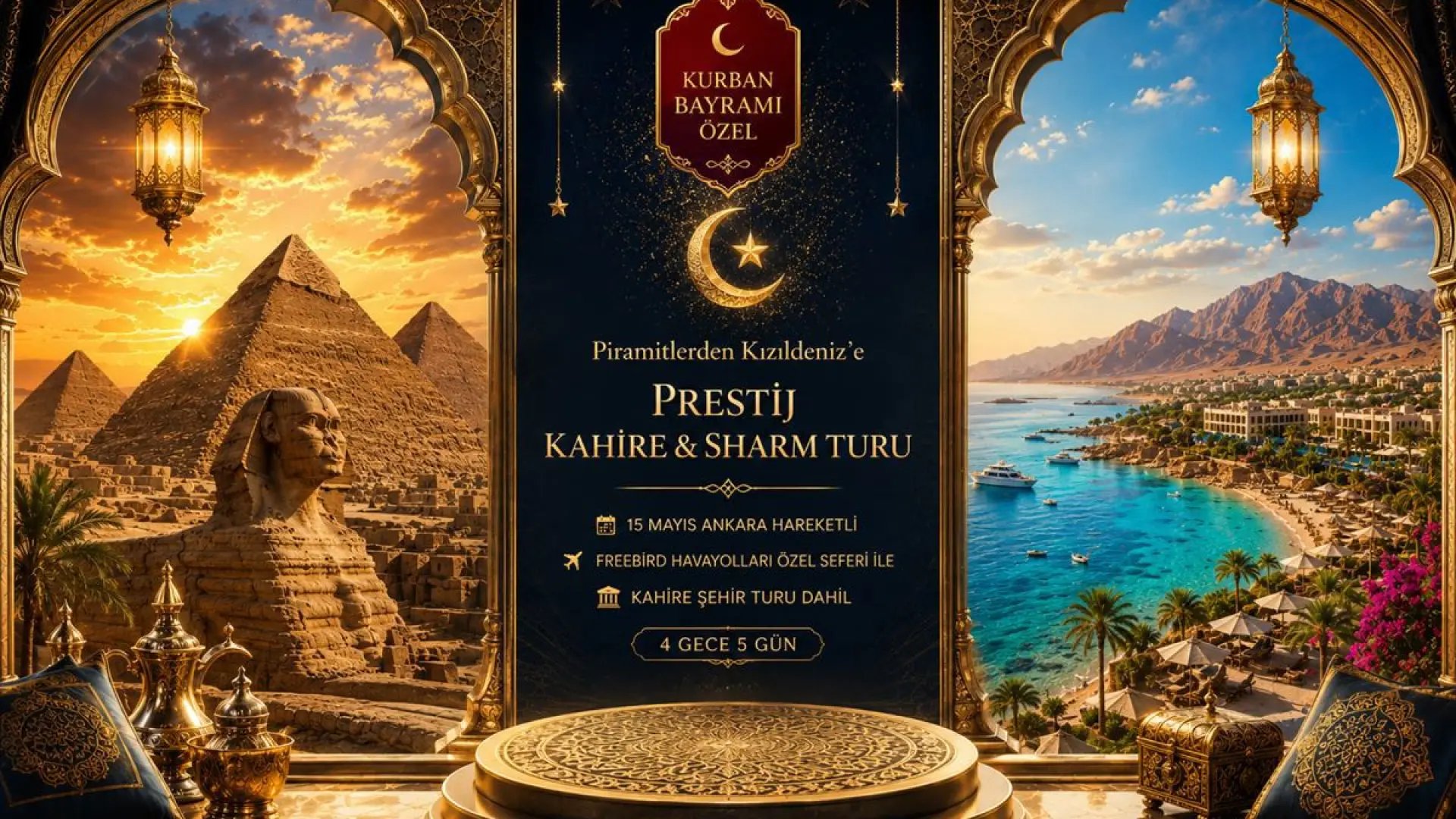 747- Ankara Esenboğa Havalimanı Kalkışlı Freebird Hava Yolları İle 4 Gece 5 Gün Piramitlerden Kızıldeniz’e Prestij Kahire & Sharm Turu