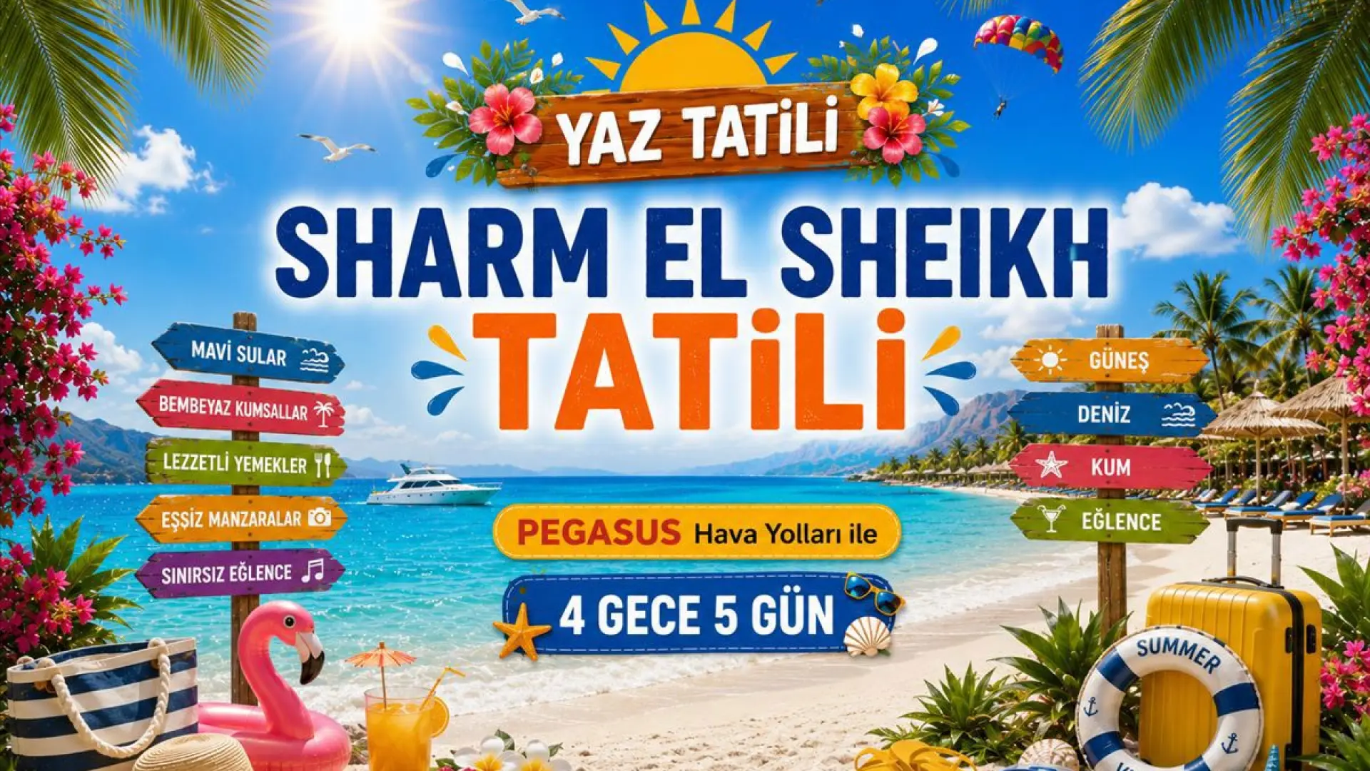 521- İstanbul Sabiha Gökçen Havalimanı Kalkışlı Pegasus Hava Yolları İle 4 Gece 5 Gün Sharm El Sheikh Tatili