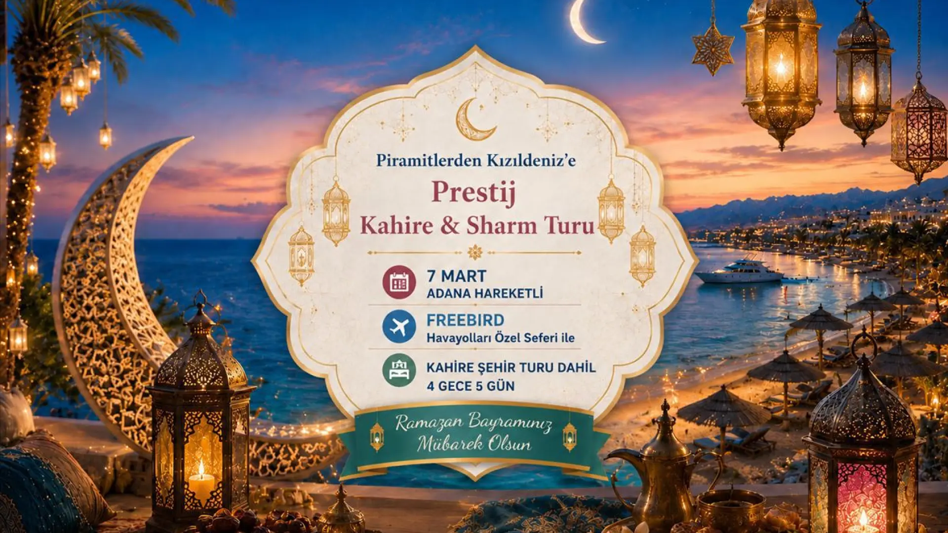742- Adana Çukurova Havalimanı Kalkışlı Freebird Hava Yolları İle 4 Gece 5 Gün Piramitlerden Kızıldeniz’e Prestij Kahire & Sharm Turu (Kahire Şehir Turu Dahil)