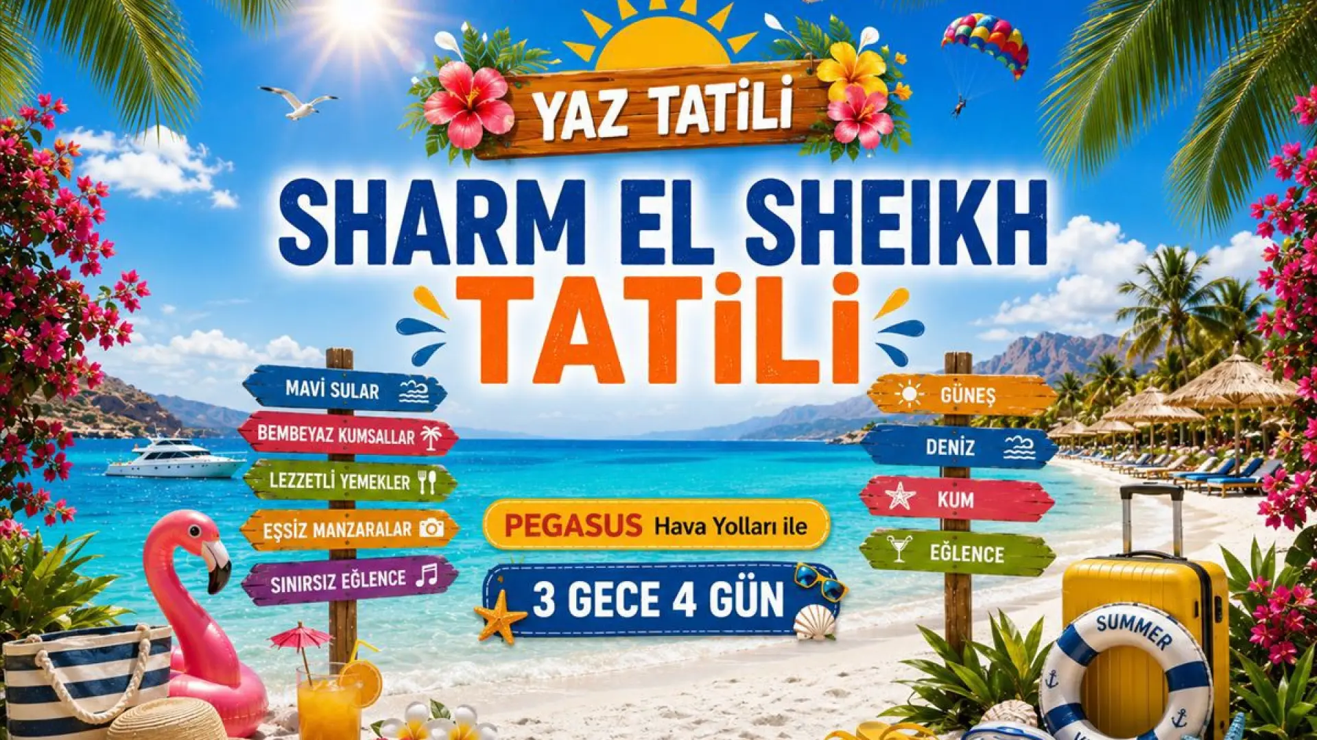 518- İstanbul Sabiha Gökçen Havalimanı Kalkışlı Pegasus Hava Yolları İle 3 Gece 4 Gün Sharm El Sheikh Tatili