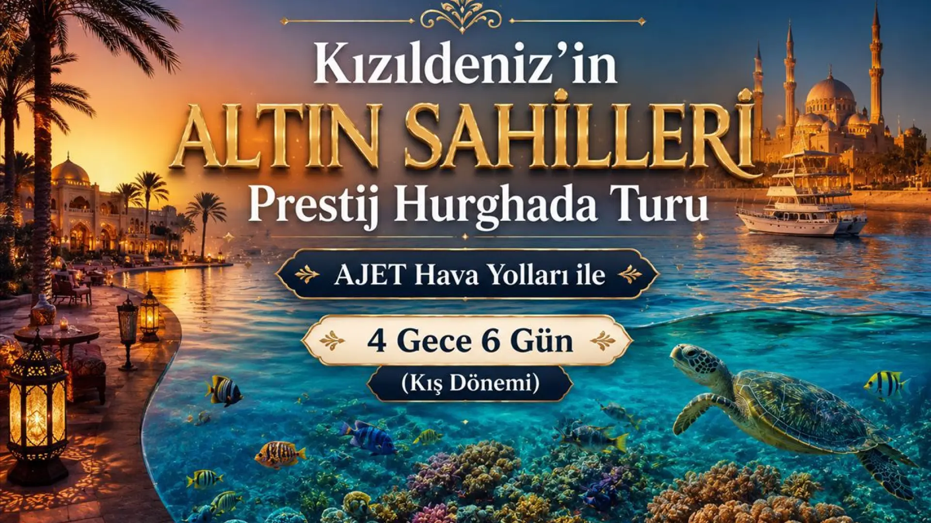550- İstanbul Sabiha Gökçen Havalimanı Kalkışlı Ajet Hava Yolları İle 4 Gece 6 Gün Kızıldeniz'in Altın Sahilleri; Prestij Hurghada Turu (Kış Dönemi)