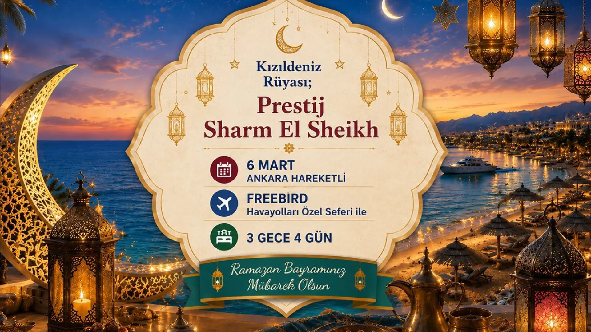 746- Ankara Esenboğa Havalimanı Kalkışlı Freebird Hava Yolları İle 3 Gece 4 Gün Kızıldeniz Rüyası Sharm El Sheikh