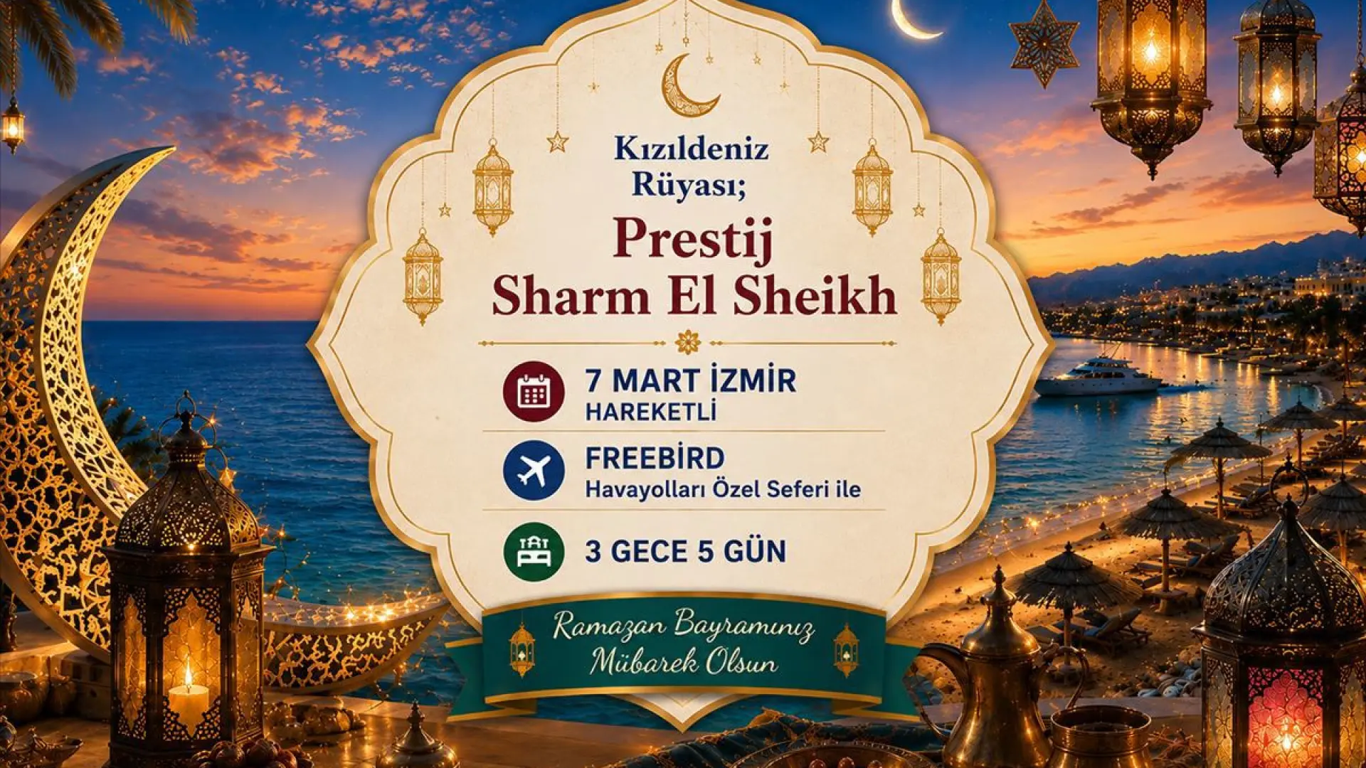 745- İzmir Adnan Menderes Havalimanı Kalkışlı Freebird Hava Yolları İle 3 Gece 5 Gün Kızıldeniz Rüyası Sharm El Sheikh